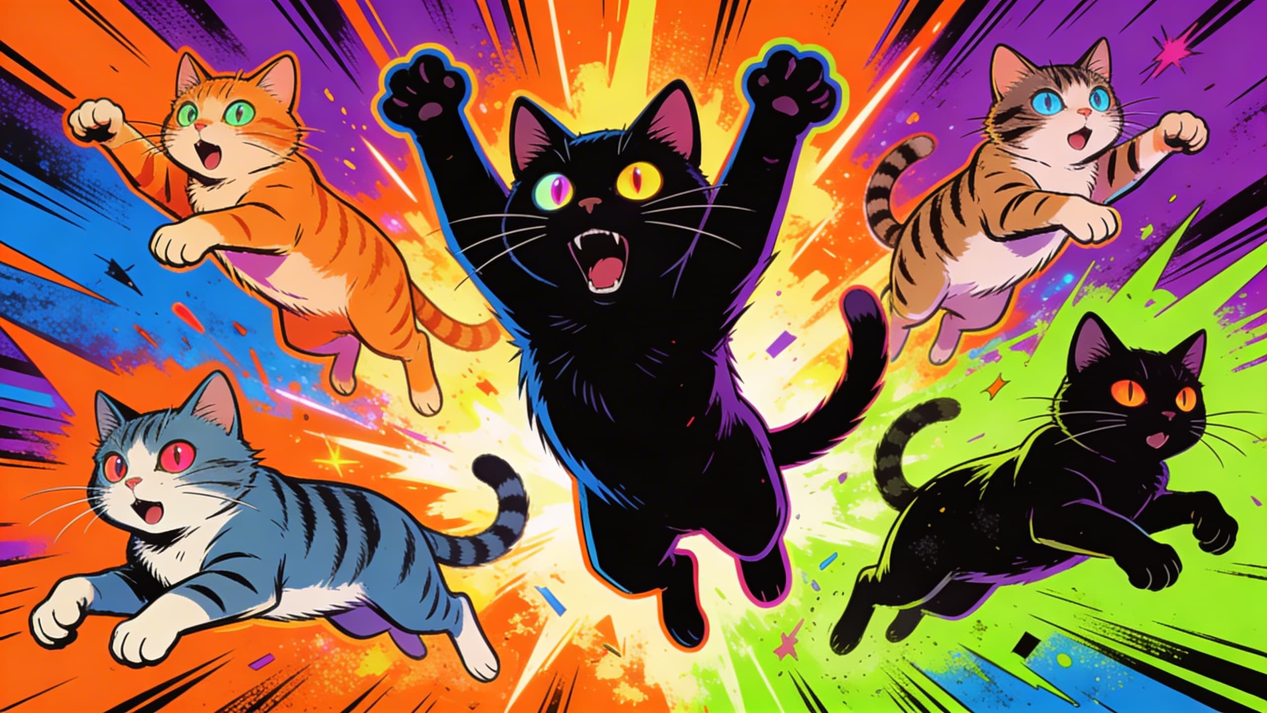 Cat Core comic illustration - cats jumping